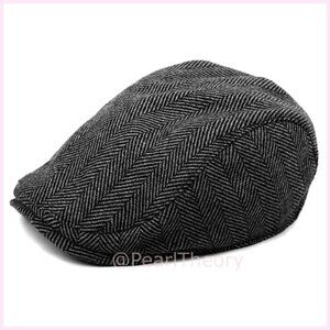 Newsboy Cap, Fitted Hat, Polyester Wool Blend, Water Resistant